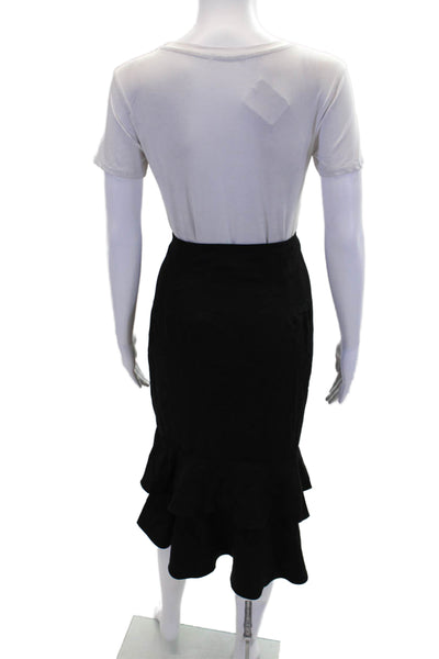 Scripted Womens Ruffled Waist Knee Length Trumpet Skirt Black Size Large