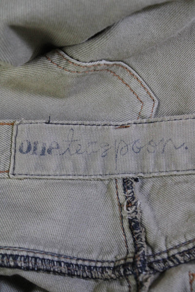 One by One Teaspoon Womens Mid Rise Distressed Embroidered Jeans Brown Size 26
