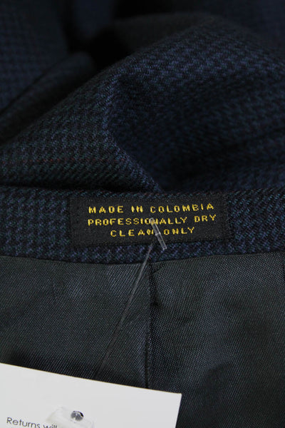 Oscar de la Renta Mens Two Button Notched Lapel Blazer Jacket Blue Wool Size 42L