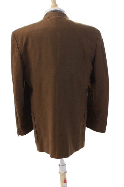 Oscar de la Renta Mens Two Button Notched Lapel Blazer Jacket Brown Wool 44L