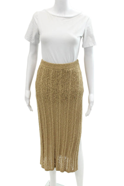 DH New York Womens Cotton Blend Knit Elastic Waist Maxi Skirt Beige Size XS