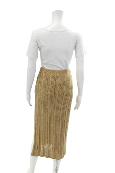 DH New York Womens Cotton Blend Knit Elastic Waist Maxi Skirt Beige Size XS