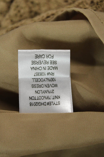 DH New York Womens Cotton Blend Knit Elastic Waist Maxi Skirt Beige Size XS