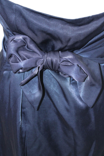 Drew Womens Satin Square Neck Zip Up Strapless Mini Dress Navy Size S
