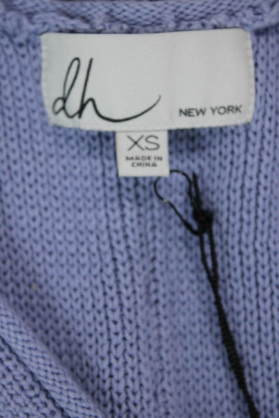 DH New York Womens Cotton Knit V-Neck Button Up Vest Top Purple Size XS