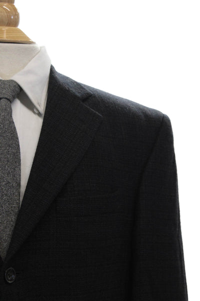 Oscar de la Renta Mens Wool PLaid Three Button Blazer Jacket Black Size 44