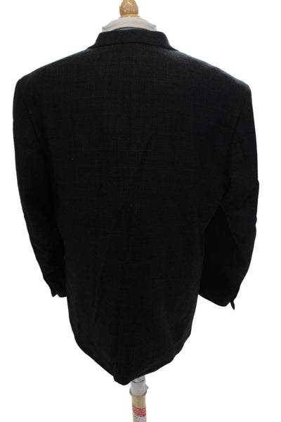 Oscar de la Renta Mens Wool PLaid Three Button Blazer Jacket Black Size 44