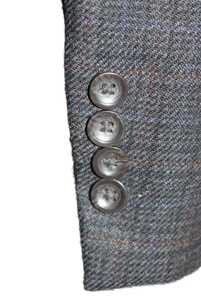 Oscar de la Renta Mens Wool PLaid Three Button Blazer Jacket Black Size 44