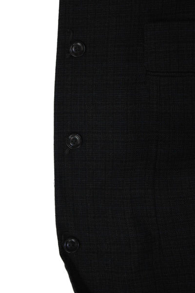 Oscar de la Renta Mens Wool PLaid Three Button Blazer Jacket Black Size 44