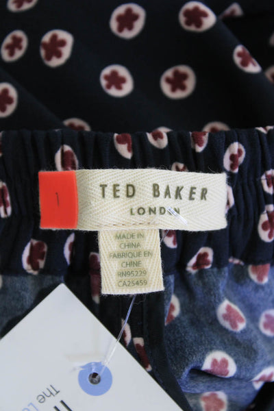 Ted Baker Womens Textured Drawstring Pattern Casual Pants Navy Size 01