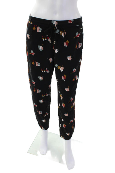 Ted Baker Womens Cotton Elastic Waistband Graphic Print Pants Black Size 01
