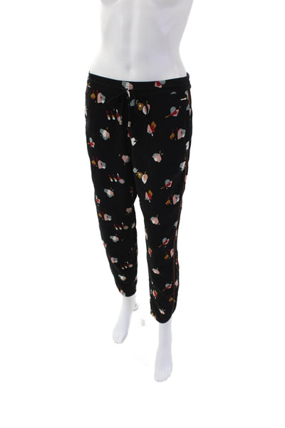 Ted Baker Womens Cotton Elastic Waistband Graphic Print Pants Black Size 01