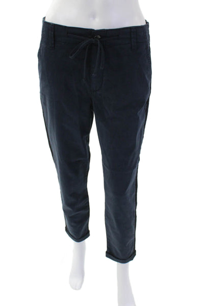 Paige Womens Cotton Drawstring Straight Leg Casual Pants Navy Size EUR 27
