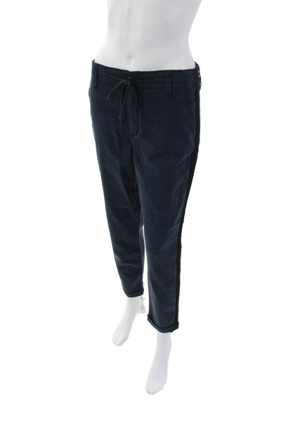 Paige Womens Cotton Drawstring Straight Leg Casual Pants Navy Size EUR 27