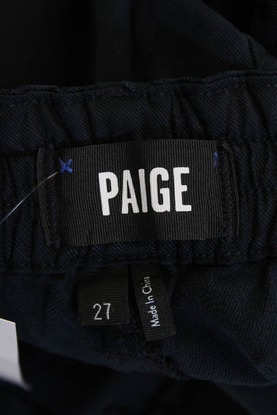 Paige Womens Cotton Drawstring Straight Leg Casual Pants Navy Size EUR 27