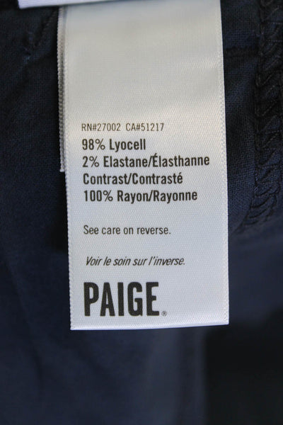 Paige Womens Cotton Drawstring Straight Leg Casual Pants Navy Size EUR 27
