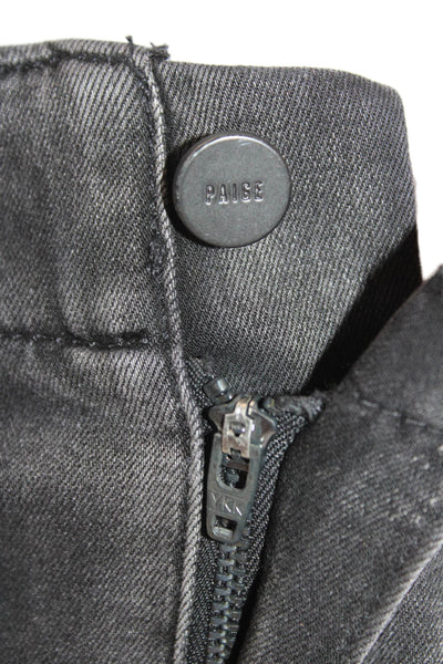 Paige Womens Cotton Zip Button Lined Denim Straight Leg Jeans Gray Size EUR 27