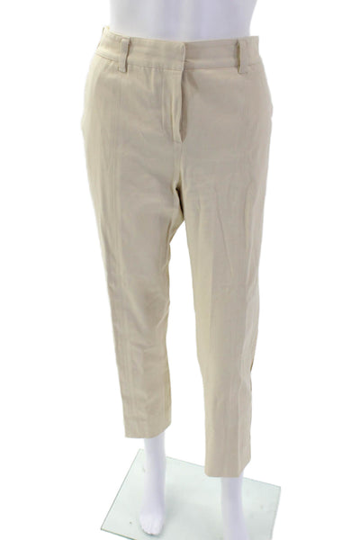 Reed Krakoff Womens Zip Pleated Lined Straight Leg Pants Butter Yellow Size 10