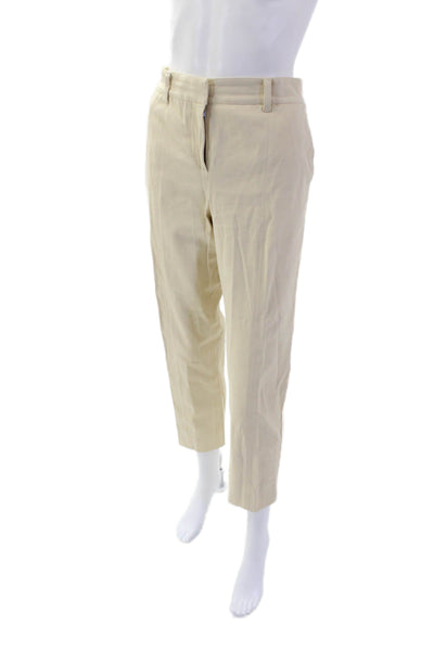 Reed Krakoff Womens Zip Pleated Lined Straight Leg Pants Butter Yellow Size 10