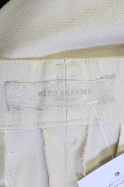 Reed Krakoff Womens Zip Pleated Lined Straight Leg Pants Butter Yellow Size 10