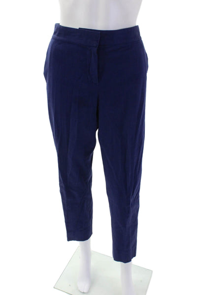 Reed Krakoff Womens Zip Lined Pleated Straight Leg Tapered Pants Blue Size 10