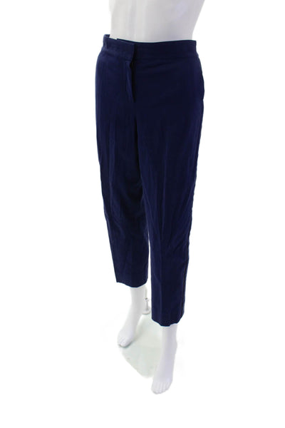 Reed Krakoff Womens Zip Lined Pleated Straight Leg Tapered Pants Blue Size 10