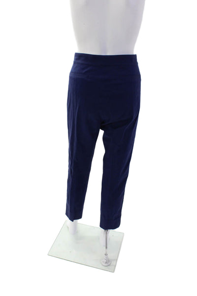 Reed Krakoff Womens Zip Lined Pleated Straight Leg Tapered Pants Blue Size 10