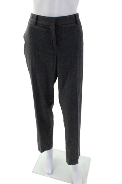 Reed Krakoff Womens Textured Zip Lined Pleated Straight Leg Pants Gray Size 08