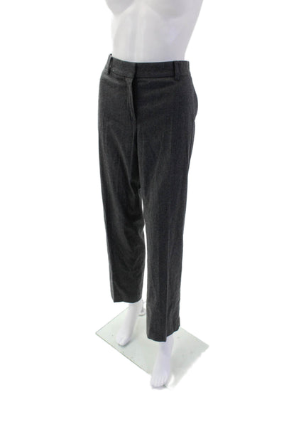 Reed Krakoff Womens Textured Zip Lined Pleated Straight Leg Pants Gray Size 08