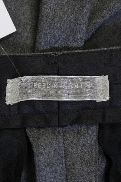 Reed Krakoff Womens Textured Zip Lined Pleated Straight Leg Pants Gray Size 08