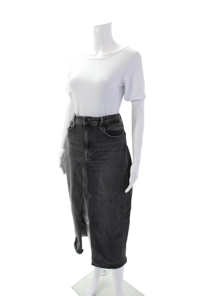 Good American Womens Zip Button Lined Wide Leg Jeans Charcoal Size EUR 30