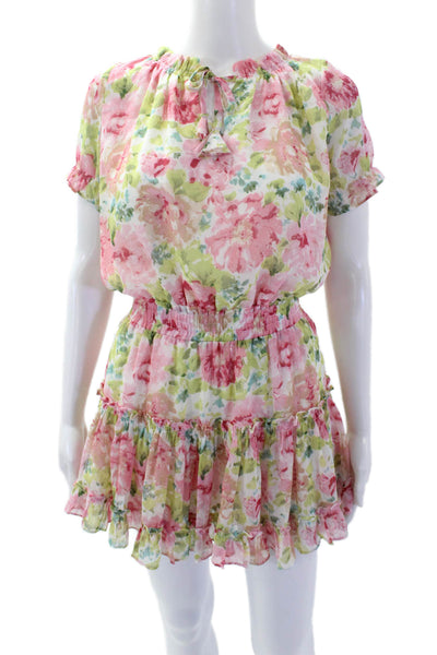 We're All Pretty Girls Womens Floral Print A Line Dress Multi Colored Size Small