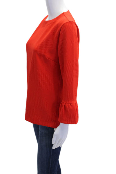 Boss Hugo Boss Womens Textured Long Bell Sleeves Blouse Red Size Large