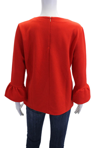 Boss Hugo Boss Womens Textured Long Bell Sleeves Blouse Red Size Large