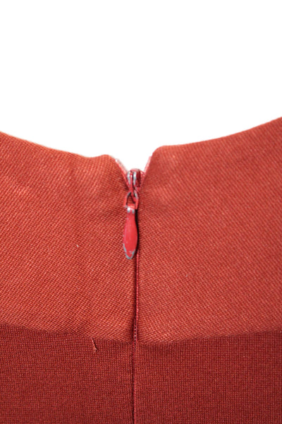 Karen Millen Womens Short Sleeves V Neck Body Con Dress Cinnamon Brown Size 2