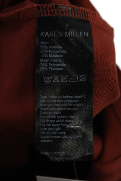 Karen Millen Womens Short Sleeves V Neck Body Con Dress Cinnamon Brown Size 2