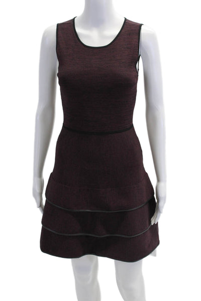 Parker Womens Sleeveless A Line Tiered Dress Purple Black Size Extra Small