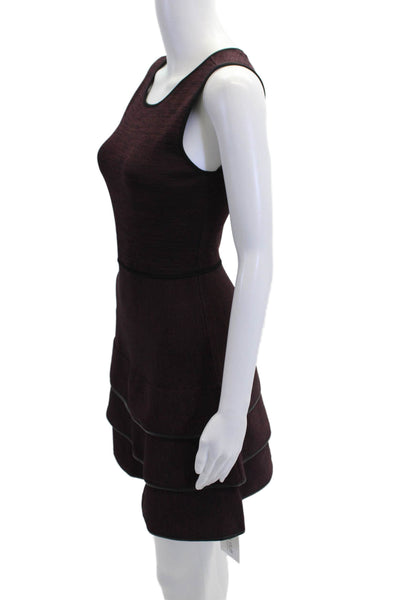 Parker Womens Sleeveless A Line Tiered Dress Purple Black Size Extra Small