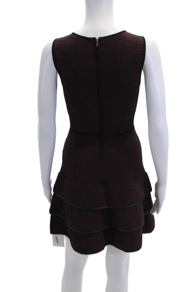 Parker Womens Sleeveless A Line Tiered Dress Purple Black Size Extra Small
