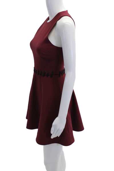 Elizabeth and James Womens Sleeveless Lace Up Waist A Line Dress Red Size 0