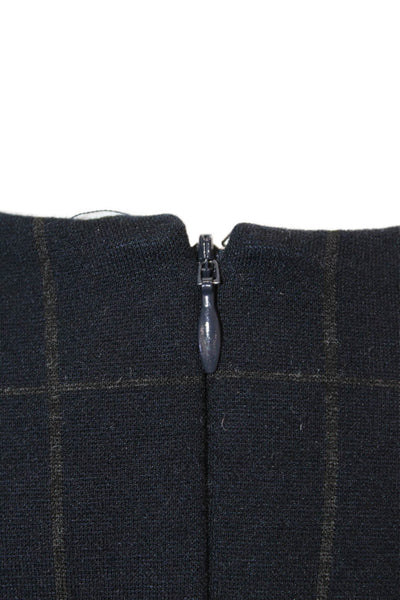 Theory Womens Windowpane Plaid Dolman Sleeves Shift Dress Navy Blue Size Small