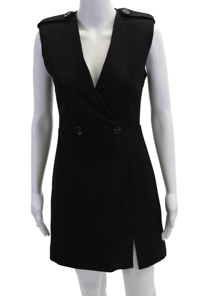 Theo Womens Sleeveless V Neck Front Slit Dress Black Size Extra Small