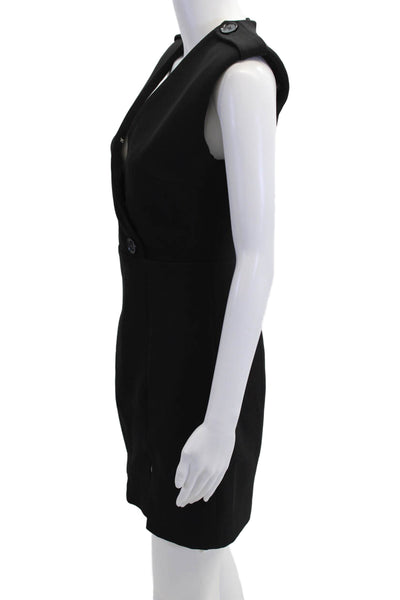 Theo Womens Sleeveless V Neck Front Slit Dress Black Size Extra Small