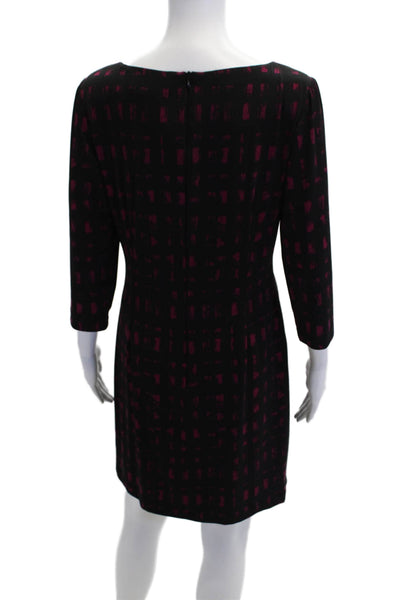 David Meister Womens Abstract Print Ruched Body Con Dress Black Pink Size 10