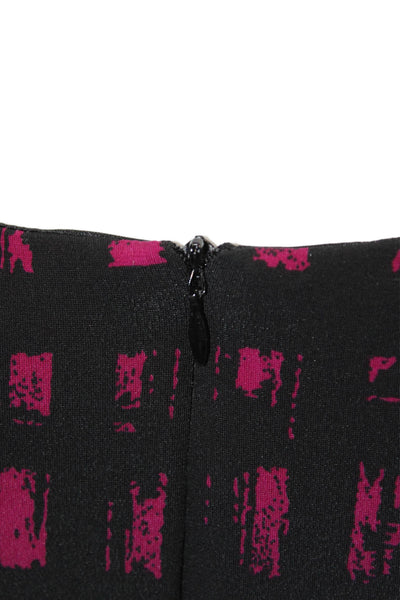 David Meister Womens Abstract Print Ruched Body Con Dress Black Pink Size 10