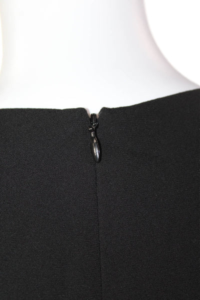 Theory Women's Sleeveless Round Neck Pleated Hem Blouse Black Size S