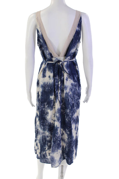 Line And Dot Women's V-Neck Sleeveless Lace Trim Midi Dress Tie Dye Size S