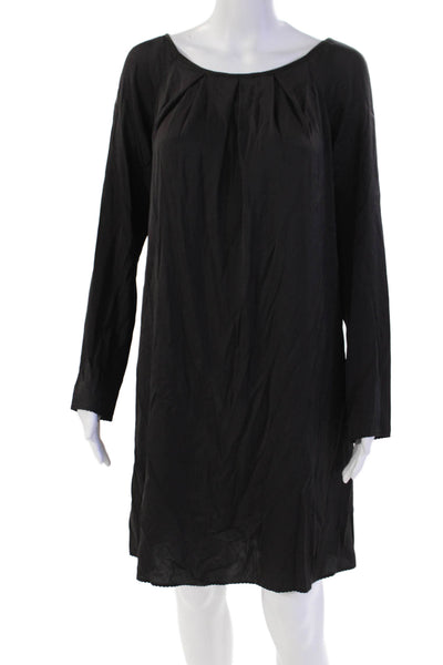 Elie Tahari Women's Round Neck Long Sleeves Mini Shift Dress Black Size S