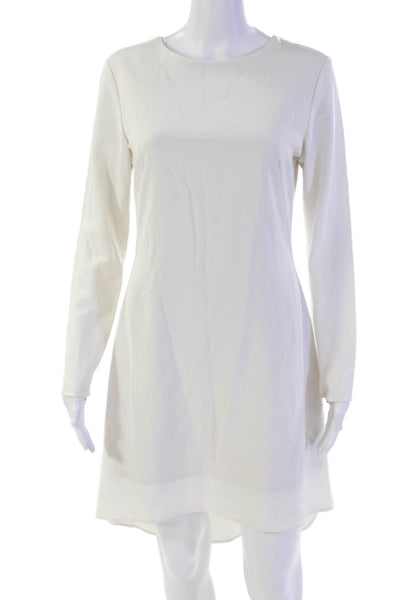 Nhabhanh Womens Round Long Sleeves Miini Shift Dress White Size 4