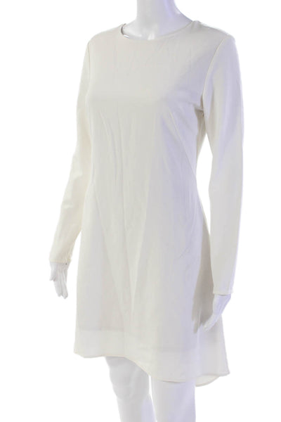 Nhabhanh Womens Round Long Sleeves Miini Shift Dress White Size 4